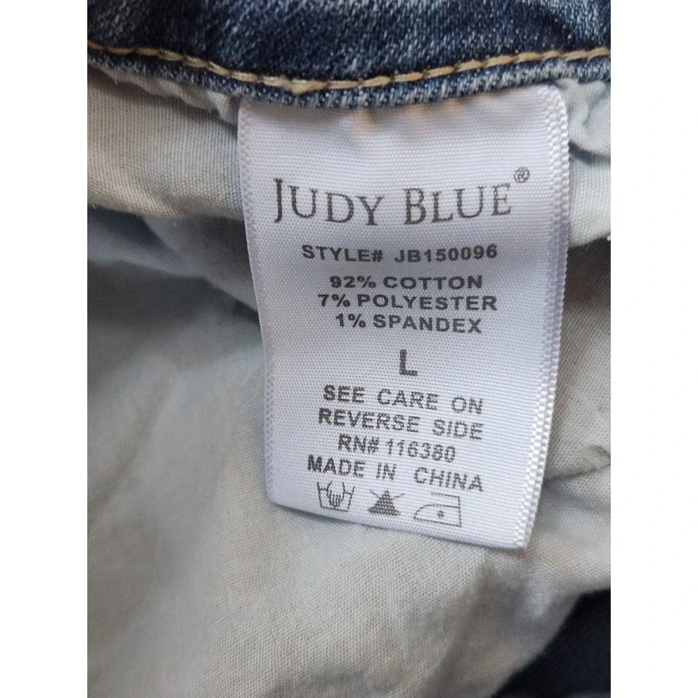 Judy Blue Jeans Shorts Size Large Blue Stretch Denim‎ Cuff Hem JB150096
